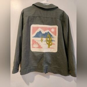 Upcycled Womens  Green Jacket with Cactus Logo